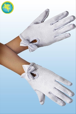 GUANTI LICRA BAMBINA BIANCHI CON FIOCCO